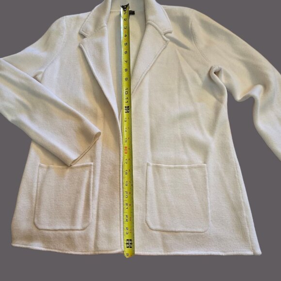TALBOTS Cream  Notch Collar Sweater Blazer sz M Petite - Picture 8 of 9